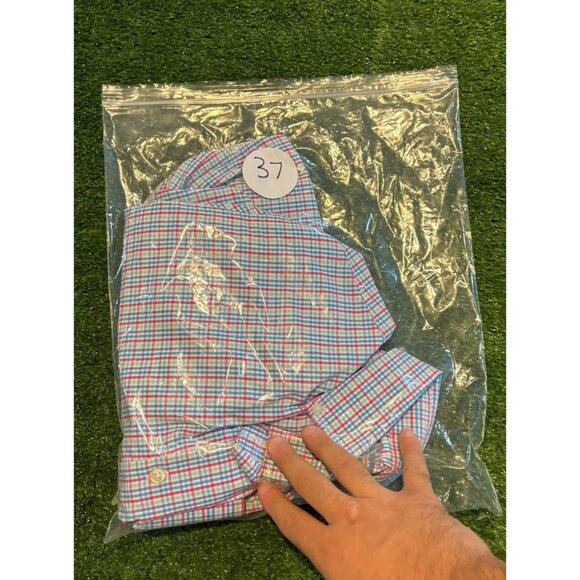 Peter Millar shirt mens large pink purple summer comfort long sleeve nylon 37 - Picture 13 of 13